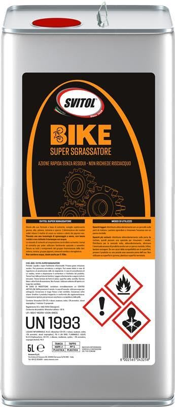 SVITOL - Bike Detergente Sgrassante, Senza Risciacquo, Sicuro per E-Bike 5L | Per Catena e Trasmissione Bici Formula a Solvente
