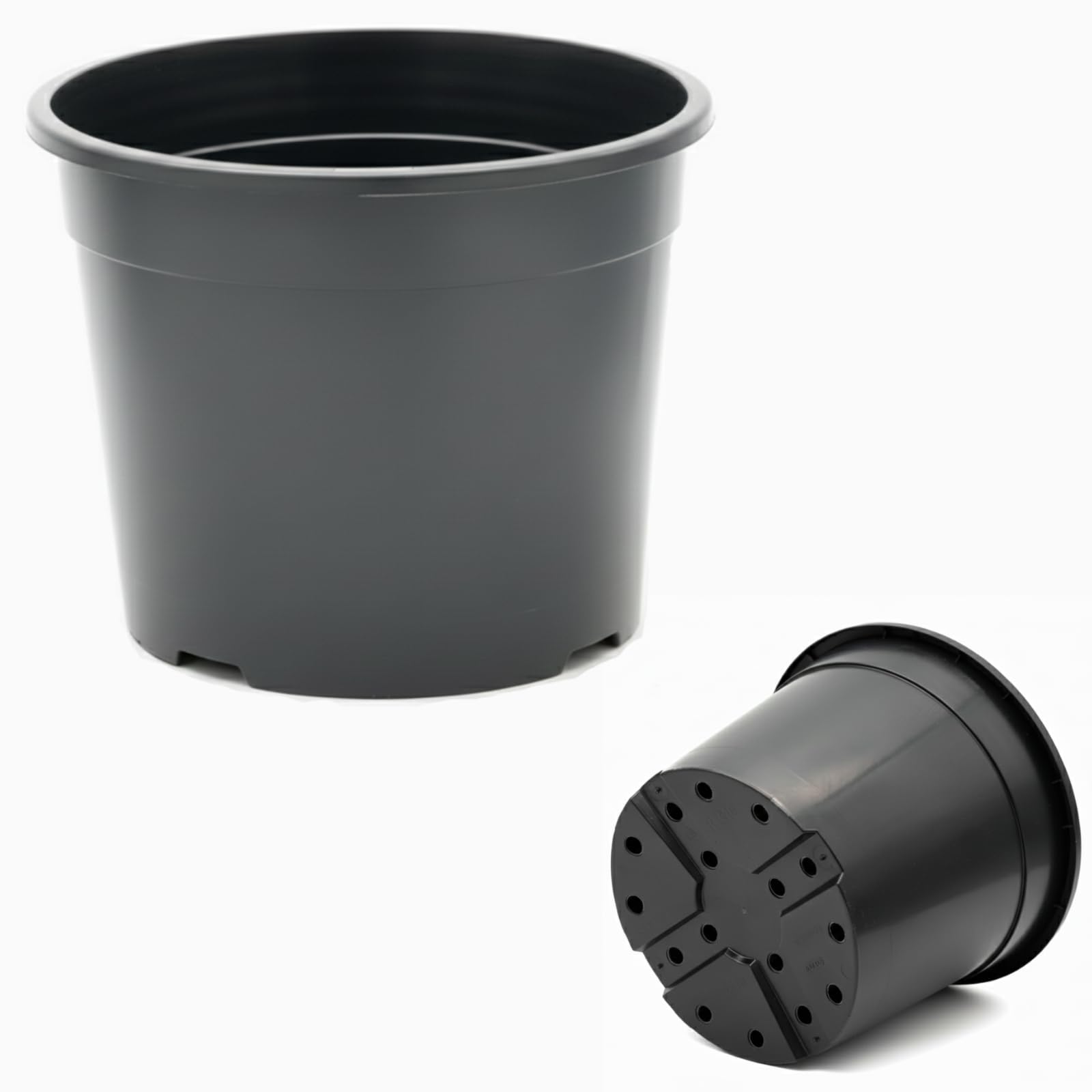 FUTURE GARDENING Black Plastic Plant Pots 0.5L 1L 2L 5L 7.5L 10L 12L 15L – Flower, Nursery & Growing Containers, Reinforced Rim, Extra Drainage – Multi Pack 1–200 (12L, Pack of 30)