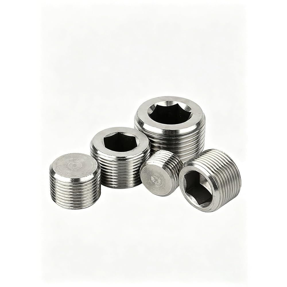 NPT Male Thread Inner Hex Plug, Anti-Corrosion Stainless Steel Pipe End Block Cap for Industrial Pipeline Use 1Pc(1.2 inch)