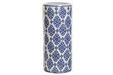 Dimensions : 19 x 19 x 45 cm DRW Porte-Parapluie en Porcelaine Rond avec décoration Bleue et Blanche Arabesque 19 x 19 x 45 cm