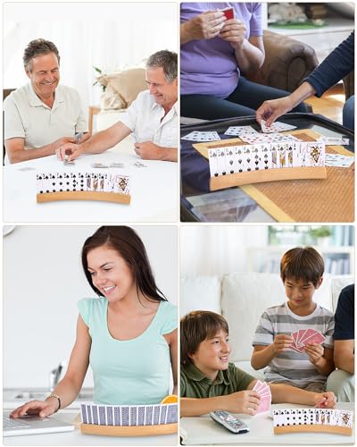 Kartenhalter Kinder, 2 Stück Spielkartenhalter Karten Halter, Kartenhalter Holz,Spielkarten Halter Kartenhalter Kinder Freisprech Kartenständer Kinder Spielkartenhalter Holz für Senioren