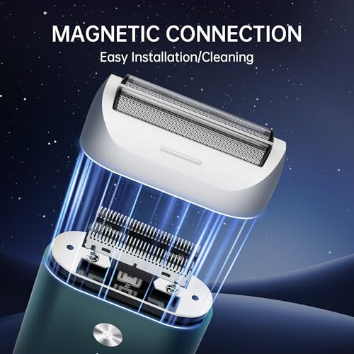 Image of Portable Electric Razor for Men with 8,000 RPM Dual Floating Blade, 1H Charge for 60 Days, Type-C, Design for Daily /Travel Use, Electric Foil Shavers for Face, Green