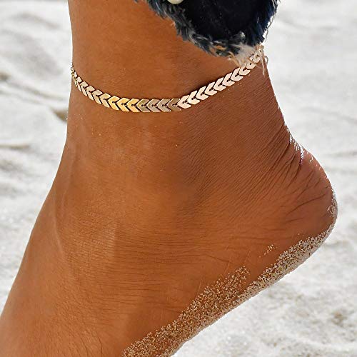 Preisvergleich Produktbild Brishow Bohe Fußkettchen Sommer Strand Fußkettchen Gold einfache Fußkettchen Kette Fußschmuck Zubehör für Frauen und Mädchen