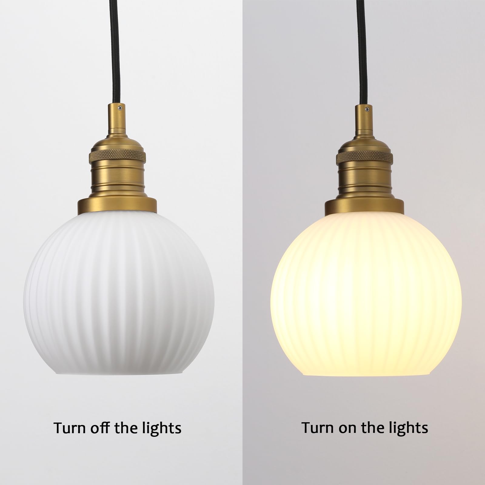 Condition photo showing New/Like New for permo vintage pendant light – adjustable industrial hanging light with milk white handblown glass shade & brass gold finish for kitchen island, dining room, entryway