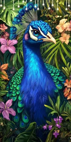 ペイントバイナンバー 孔雀 塗り絵 数字 リリー DIY ペイントで描くキャンバス 絵の具をつける 時間をつぶす アートクラフト 簡単初心者向け 数字によるアクリル 水彩手塗り 子供用ャンバスクラフトフレームレス リビング装飾 90X120cm P0-25