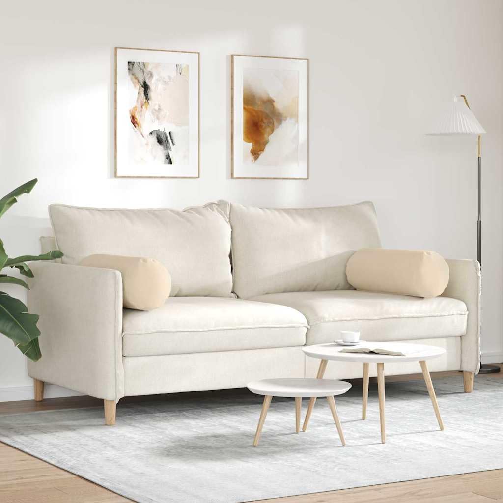 2er Set Nackenrollen Dekokissen 25 x 70 cm Cremeweiß - Weiche Mikrofaser Zierkissen mit Polyester-Füllung und Reißverschluss für Wohnzimmer, Schlafzimmer und Sofa