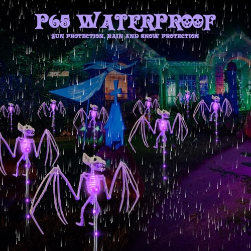 2-ct 3D Scary Bat Skeleton Outdoor Solar Path Lights (purple) - image 4