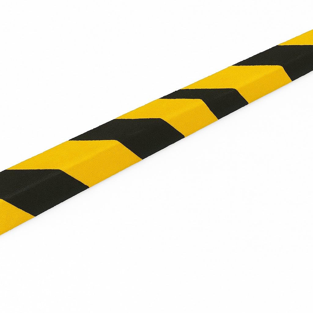 Heavy Duty GRP Anti-Slip Stair Nosing - Yellow/Black Safety Tread - 55mm x 55mm - Chamfered Edge - Lengths 500mm to 3000mm - Ideal for Decking, Steps, Worksites (Black/Yellow, 2000mm)