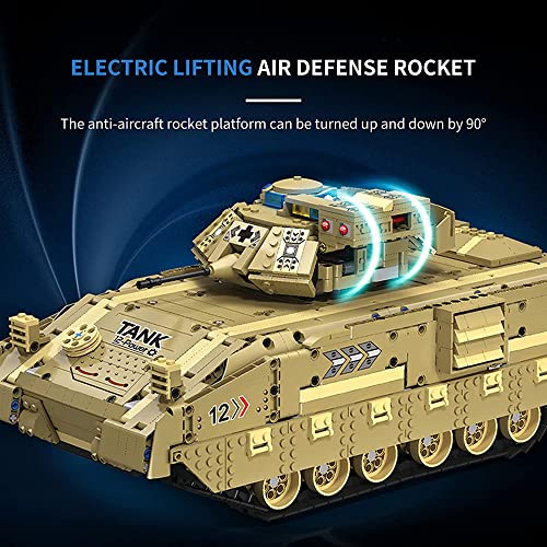 SCZWP8 Panzer RC Modellbausätze 1763 stücke M2A2 Militär Fernbedienung Feuer Panzer Bausatz Pädagogisches Puzzle… – Bild 3