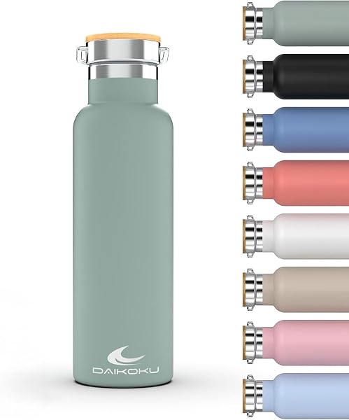 Daikoku Botella Agua Acero Inoxidable - 500ml - Botella Térmica - Bebidas Frías 24 Horas y Calientes 12 Horas - Botella Agua Antigoteo - Doble Pared Libre de BPA - Cantimplora Termica - Verde Pastel - 1