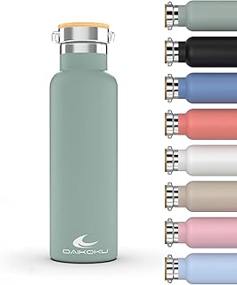 Daikoku Botella Agua Acero Inoxidable - 1L - Botella Térmica - Bebidas Frías 24 Horas y Calientes 12 Horas - Botella Agua Antigoteo - Doble Pared Libre de BPA - Cantimplora Termica - Verde Pastel