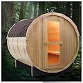 amocane Outdoor Barrel Steam Sauna, 2-4 Person Hemlock Wooden Sauna Room for Home, 4.5KW Toule Electric Heater with Sauna Stone, Sauna Accessories Kit and Asphalt Shingle Roof