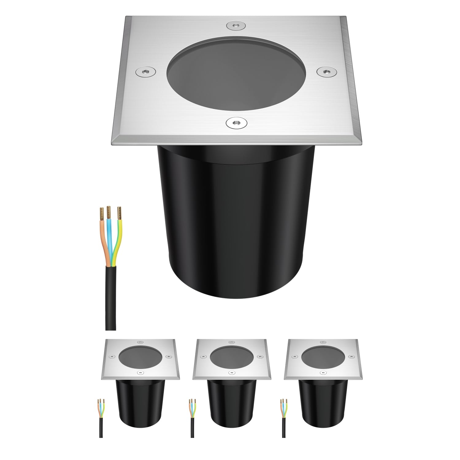 ledscom.de Luminaire encastré de sol RELI IP67 Inox 11x11cm GU10 15W