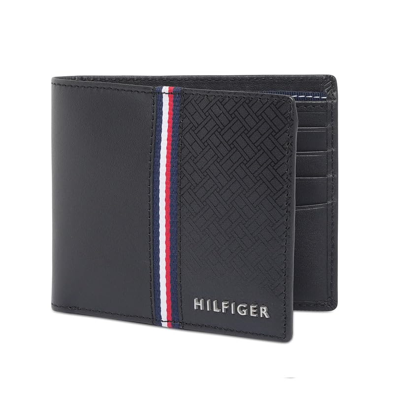 Image of Tommy Hilfiger Men's Leather Wallet Zadar | 8 Card Slots | Slimfold | Black