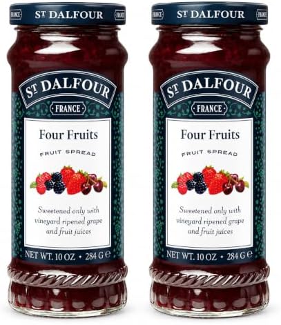 St Dalfour Four Fruits Fruit Spread 284 g (Pack of 2) | No Added Sugar | from Fruit | No Added Preservatives, Colours, Flavors or Sweeteners | No Corn Syrup | Traditional French Recipe