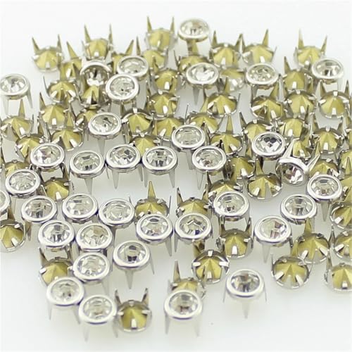 Remaches de cristal metálico antitirones plata 7mm para reparar y decorar cuero 5