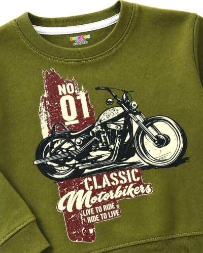 Image of Kuchipoo Boys Regular Fit Graphic Printed Full Sleeve Round Neck Winterwear Sweatshirt