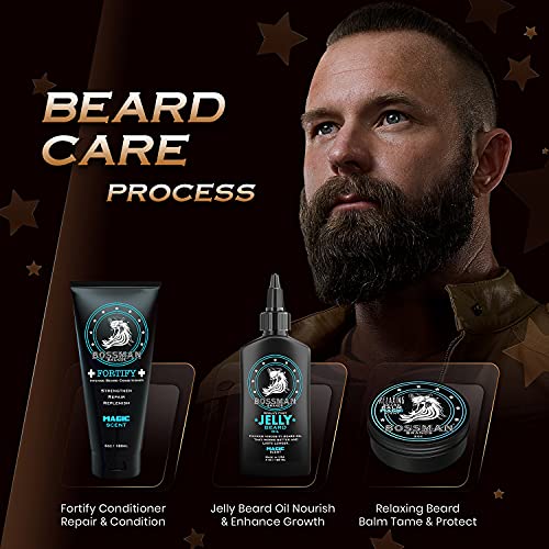 Bossman Essentials Beard Kit For Men - Beard Oil Jelly, Fortifying Conditioner Cream, Beard Balm - Grooming Growth Care Accessories (Magic) #TOP1