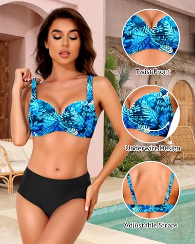 Image of Yonique Women Underwire Bikini Top - 2026 Push Up Swimsuit Tops Padded Bra Bahting Suit
