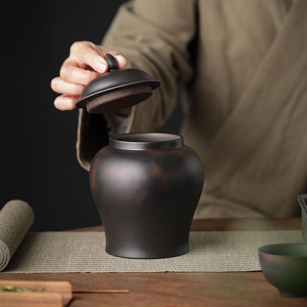 Barattolo per il tè in ceramica per la conservazione del tè Barattolo sigillato per la casa di grandi dimensioni Barattolo per la conservazione della casa Barattolo per la conservazione delle (A)