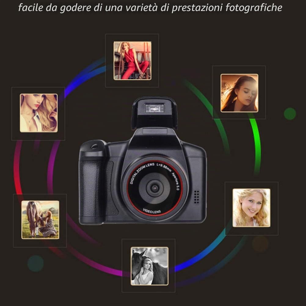 Fotocamera Digitale, Fotocamera SLR HD Zoom 16X Interfaccia AV Fotocamere digitali Fotocamera compatta Fotocamera Tascabile con Display LCD TFT da 3 Pollici per Bambini, Adulti, Principianti