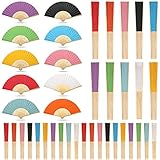 100 Pack Paper Folding Fans Bamboo Handheld Folded Fans Craft Hand Fans Foldable Japanese Chinese...