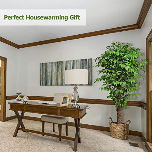 Keeplush 6.2Ft. Ficus Artificial Trees With Natural Curved Trunks, 74" Tall Lush Faux Tree For Home Decor Indoor, Green Lifelike Fake Ficus Tree Artificial Plants #TOP4