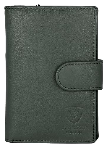 Image of J. Wilson London Ladies RFID Safe Designer Leather Purse Card Women Wallet Zip Pocket Boxed