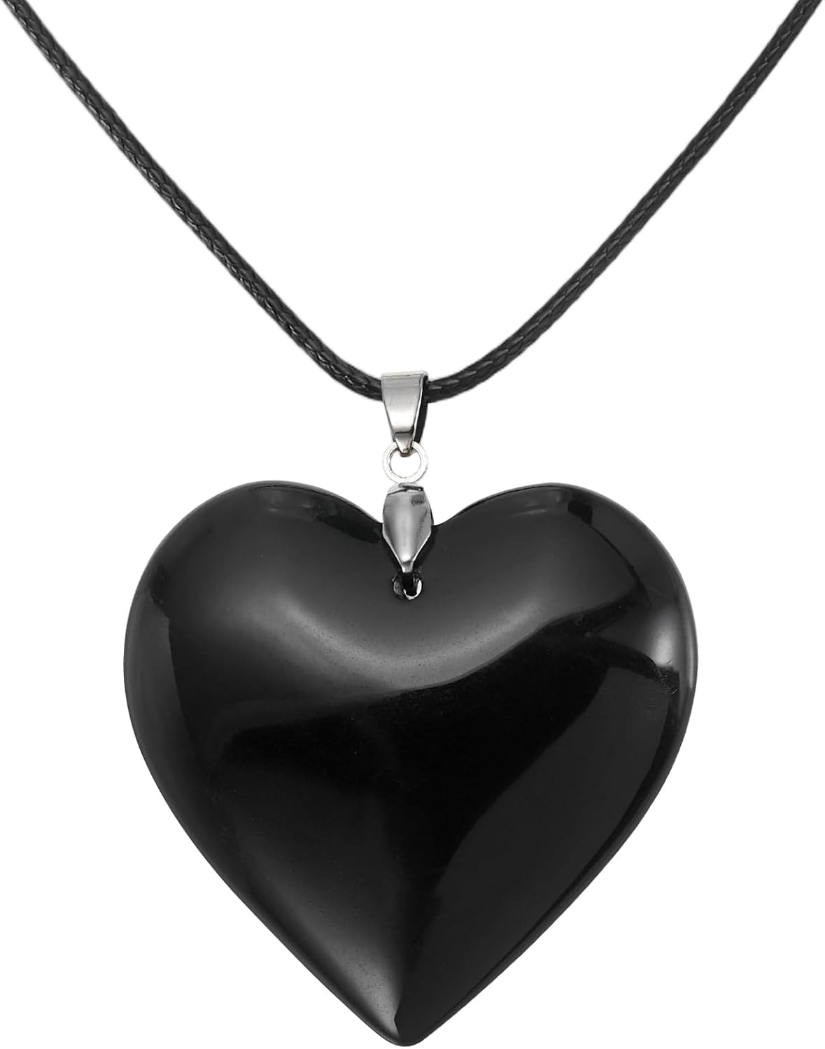 PATIKIL Glass Heart Shape Pendant Necklace,Waxed Thread Chain Love Heart Pendant Charms Necklace