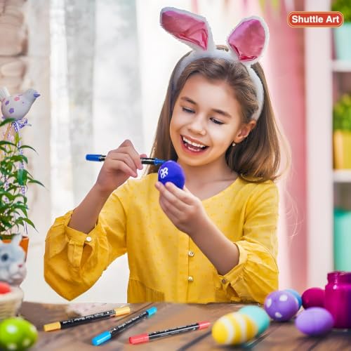 Image of Shuttle Art 36 Colors Dual Tip Acrylic Paint Markers, Brush Tip and Dot Tip Acrylic Paint Pens for Rock Painting, Ceramic, Wood, Canvas, Plastic, Glass, Stone, Calligraphy, Card, DIY Football Crafts