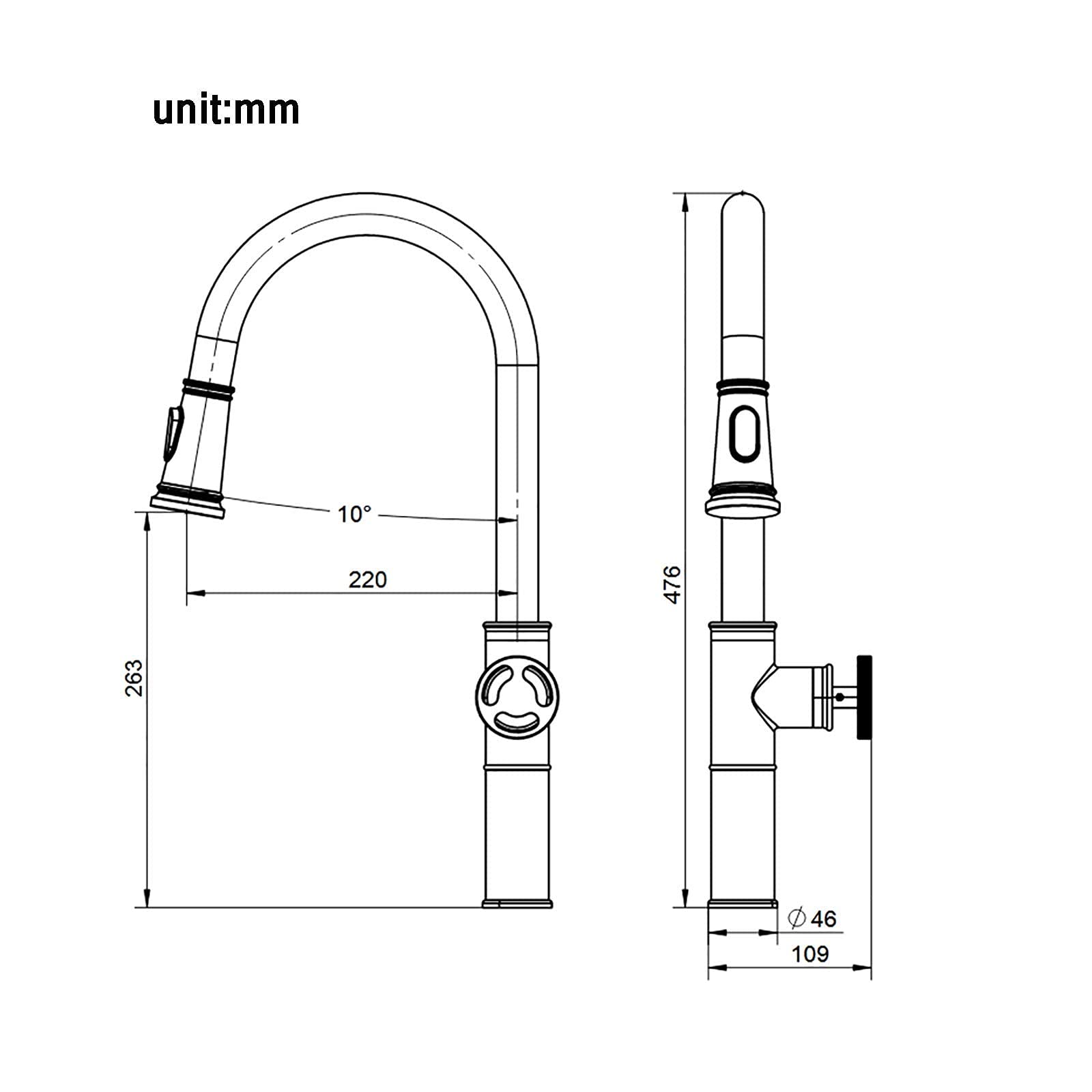 TTDGYYXW Grifos mezcladores para Fregadero de Cocina, Grifo Mezclador para Lavabo de Estilo Industrial con extracción, Grifo Monomando de Agua fría y Caliente, burbujeador de 2 Funciones, Cromado,