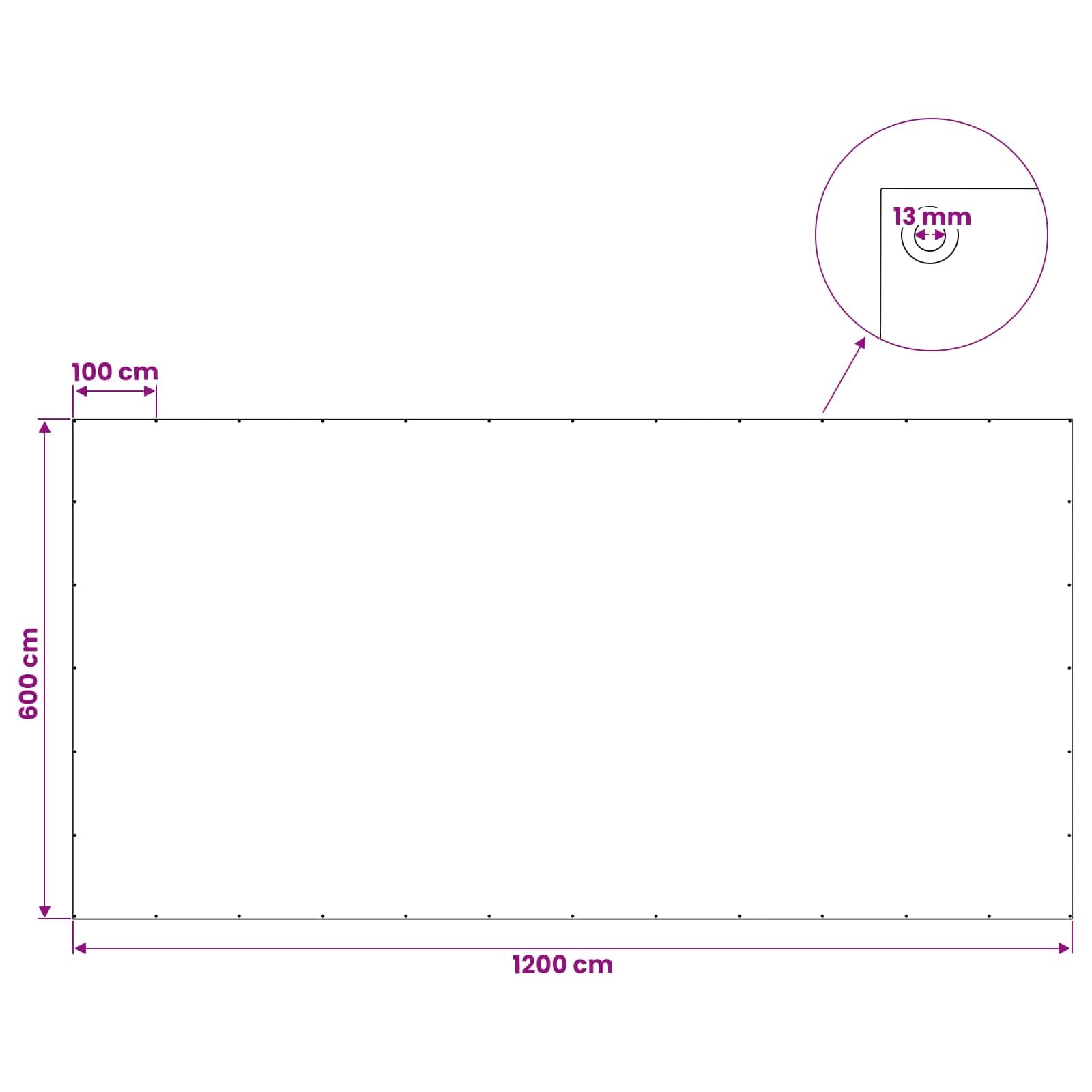 vidaXL Bâche à œillets gris clair 6 x 12 m 260 g/m² PE imperméable avec bord renforcé avec corde, résistante à la moisissure, idéale pour meubles, voitures et camping