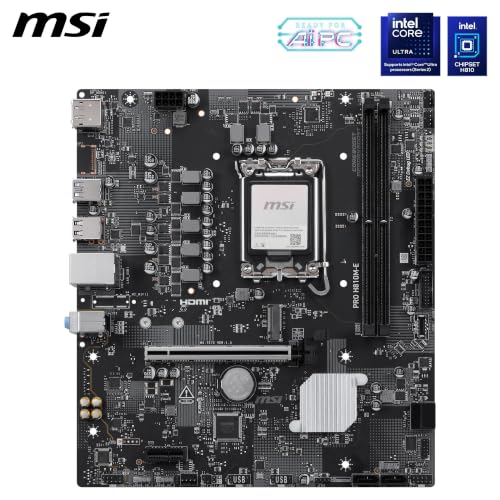 Image of MSI PRO H810M-E Motherboard, mATX - Supports Intel Core Ultra Processors (Series 2), LGA 1851 - DDR5 Memory Boost (6400 MT /s MAX), PCIe 5.0 x16, M.2 Gen4, 2.5G LAN