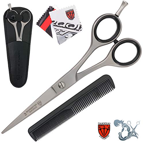 DREI SCHWERTER - Roestvrije professionele kappersschaar in etui, nieuw met kam en doek - Image 4