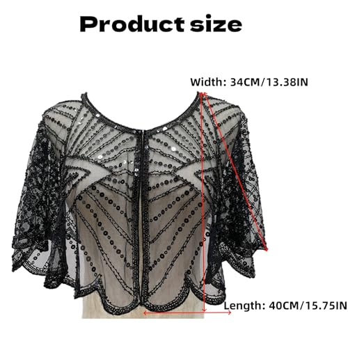 Vintage Lace Beaded Shawl, 1920s Shawl, Beaded Capelet for Evening Dresses2