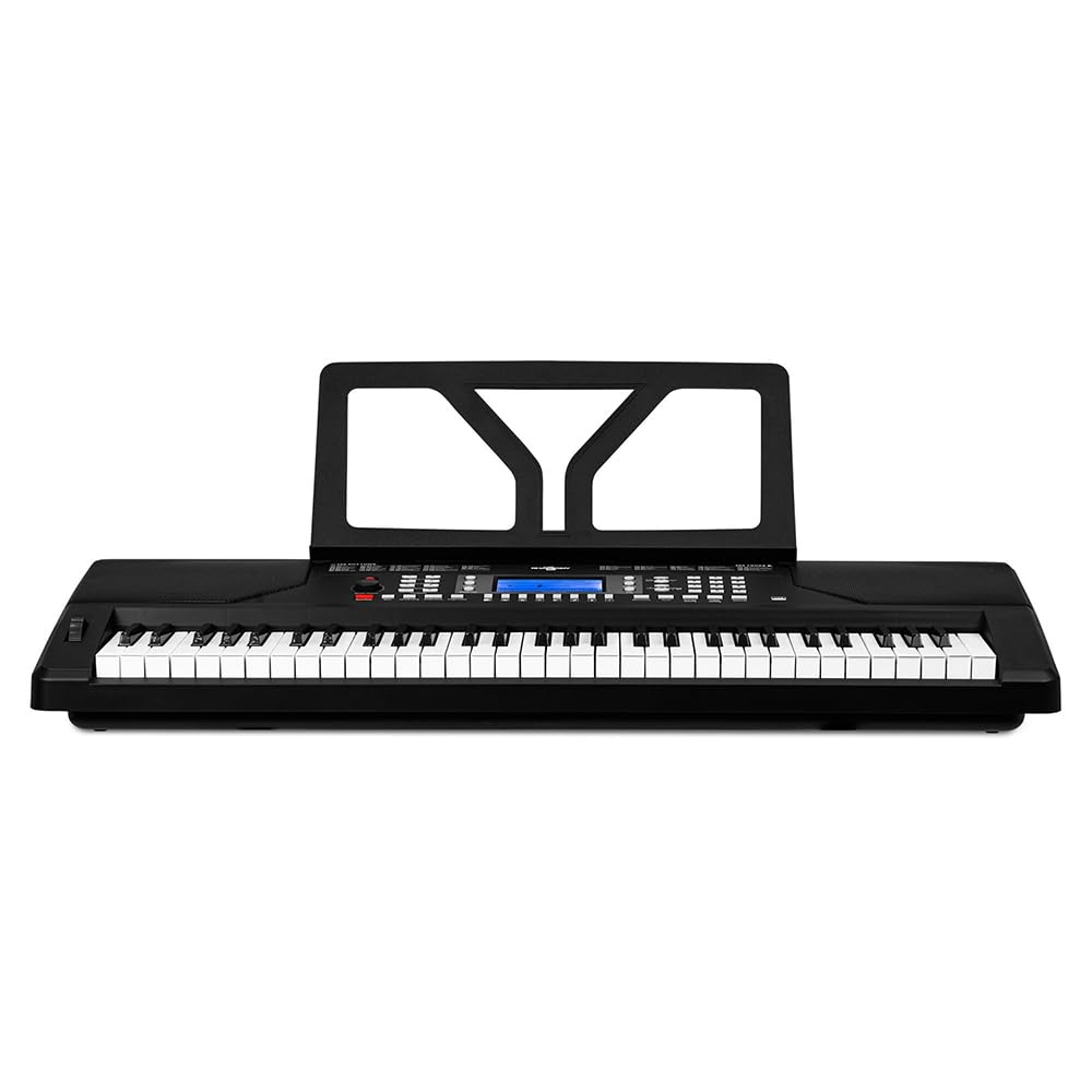 MAX Rhapsody61P - Teclado Piano eléctrico de 61 teclas sensibles, función de aprendizaje, altavoces, pantalla, 50 canciones de demo, para principiantes y profesionales, 300 sonidos, 8 percusiones