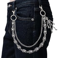 Silver Double Layer Skull Chain