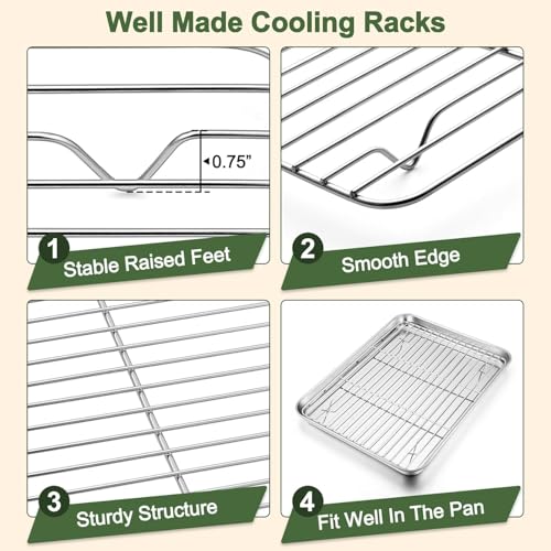 Image of Crega Baking Oven Tray with Wire Rack, Stainless Steel Baking Oven Sheet Tray, Bacon Pan and Cooling Rack for Cooking Roasting Cookie, Dishwasher Safe & Easy to Clean