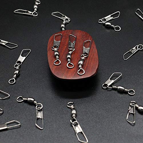 image for AGOOL 50pcs Barrel Swivel with Safty Snap Connector Fishing Swivels wi
