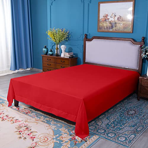 Image of NTBAY Twin Microfiber Flat Sheet, 66 x 96, Red