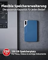 Intenso Externe SSD TX100 250GB – USB 3.2 Gen 1x1 (5 Gbps), bis zu 500 MB/s – schneller Speicher für PC, Laptop, Mac, PS5, PS4 & Xbox – kompakt & stoßfest – Ansicht 3