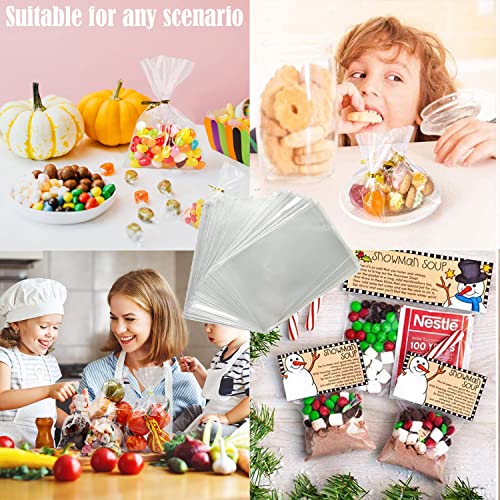 200 Cellophantüten Klar 16cm x 24 cm, Zum Befüllen, Durchsichtige Geschenktüten, Kleine Tüten für Süßigkeiten