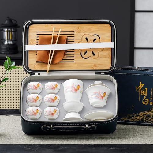REOWONU Chinesisches Teeset Traditionelles Chinesisches Gongfu-Tee-Set für Erwachsene, Kung-Fu-Teeset mit 6 Tassen (JYMT Gaiwan6) – Ansicht 5