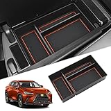 SKTU レクサス NX 2代目 車用 内蔵型コンソールボックス 収納トレイ ラバーマット付き 小物入れ コインケース 装着簡単 カスタムパーツ 滑り止め NX2専用 騒音軽減 傷消し ABS樹脂製 無臭無毒 NX2アクセサリー (オレンジ)