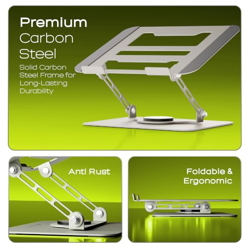 Image of ZEBRONICS NS3000 Pro 2 Laptop Stand, 360 Rotation, Up to 17-Inch Laptops & Tablets, Metal Body, Multi-Angle Adjustable, Foldable Ergonomic Design, Anti-Slip Pads, Anti-Rust Finish, 5kg Capacity