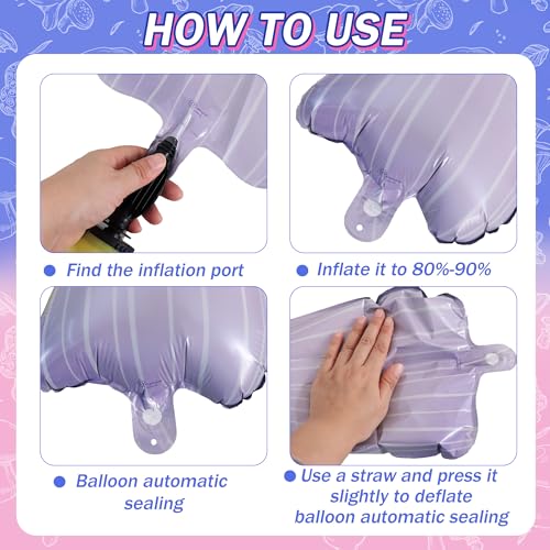 Image of Vuzvuv 35 Inches Blue Pink Foil Mushroom Balloons, Video Game Mushrooms Party Decoration for Birthday, Theme Parties, Spring Holiday Picnic, Forest Plant Theme Decor(4Pcs)