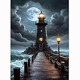 AOSGEDY Paint by Numbers for Adults Beginner, Lighthouse Adult Paint by Number Kits on Canvas, DIY Acrylic Oil Easy Painting by Numbers Kits for Home Wall Decor 16X20 Inch (Without Frame)