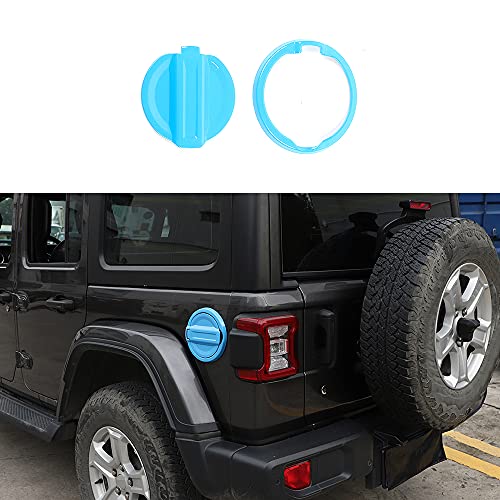 YiXunTen Exterior Accessories ABS Car Fuel Door Gas Cap Cover Cover Decor Trim for Jeep Wrangler JL 2018+ (Light Blue)