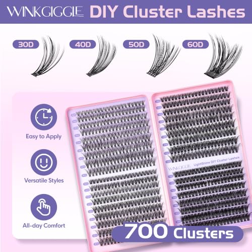 Image of 700pcs Cluster Lashes Wispy Lash Clusters, D Curl Natural Eyelash Clusters DIY Cluster Eyelash Extensions at Home, 8-16mm