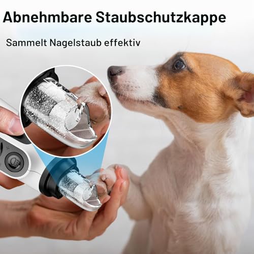 Casfuy Smarter Krallenschleifer für Hunde 6-Gang – 50% Mehr Leistung Krallenschleifer für Haustiere mit 2 LED-Leuchten, Superleise, Wiederaufladbare für Große, Mittelgroße und Kleine Hunde und Katzen